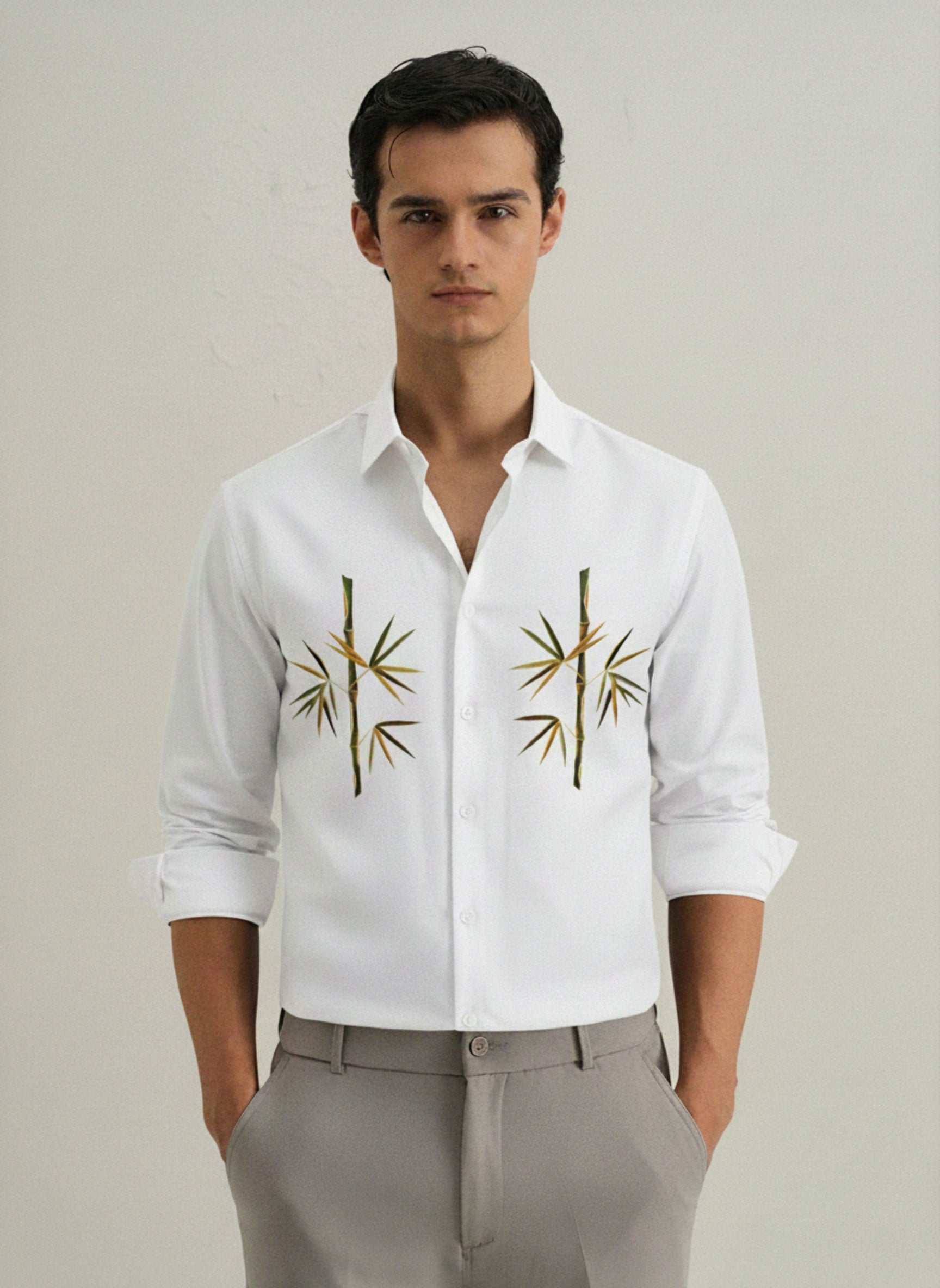 Men’s Bamboo Embroidered Linen Shirt
