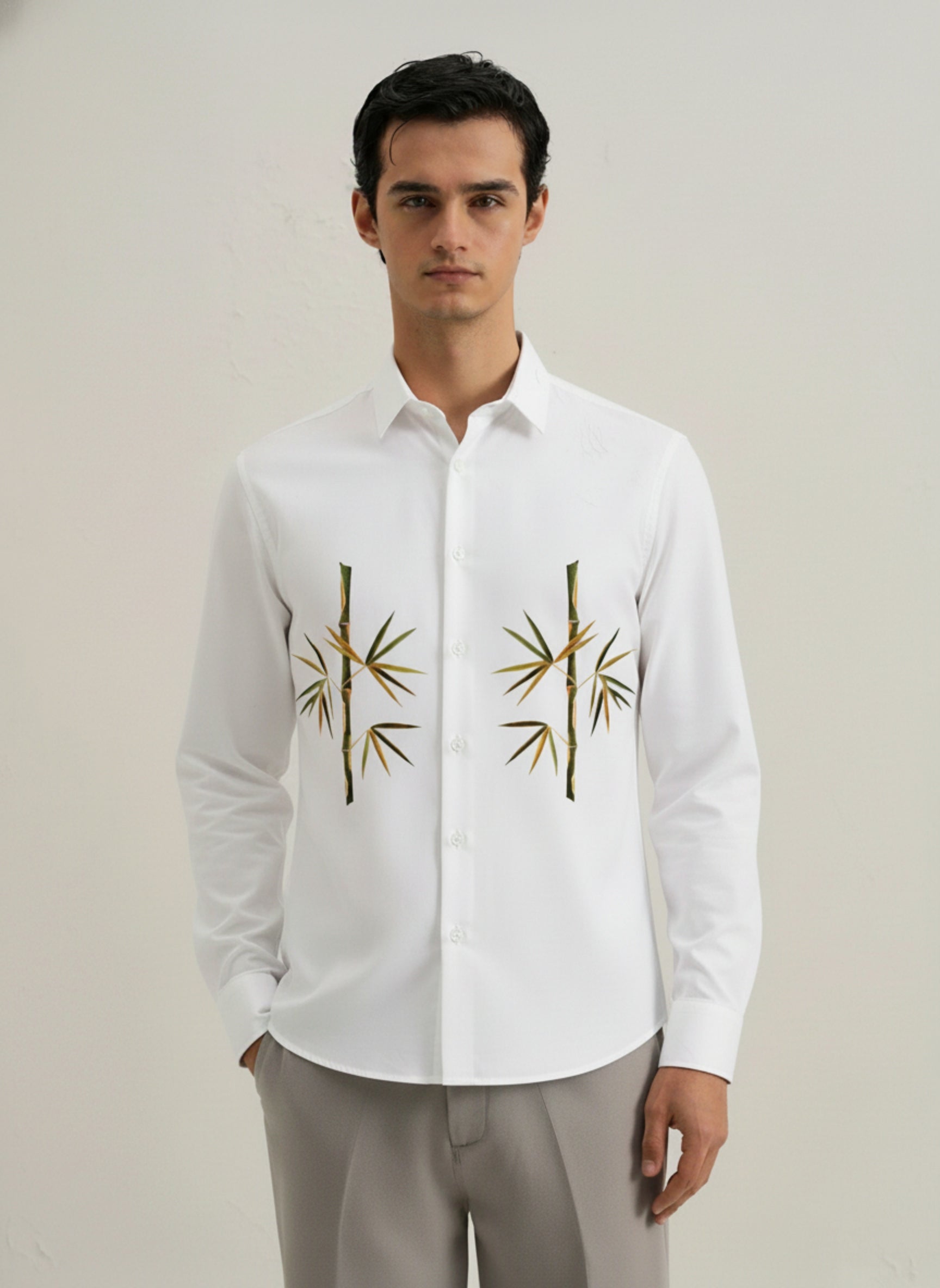 Men’s Bamboo Embroidered Linen Shirt