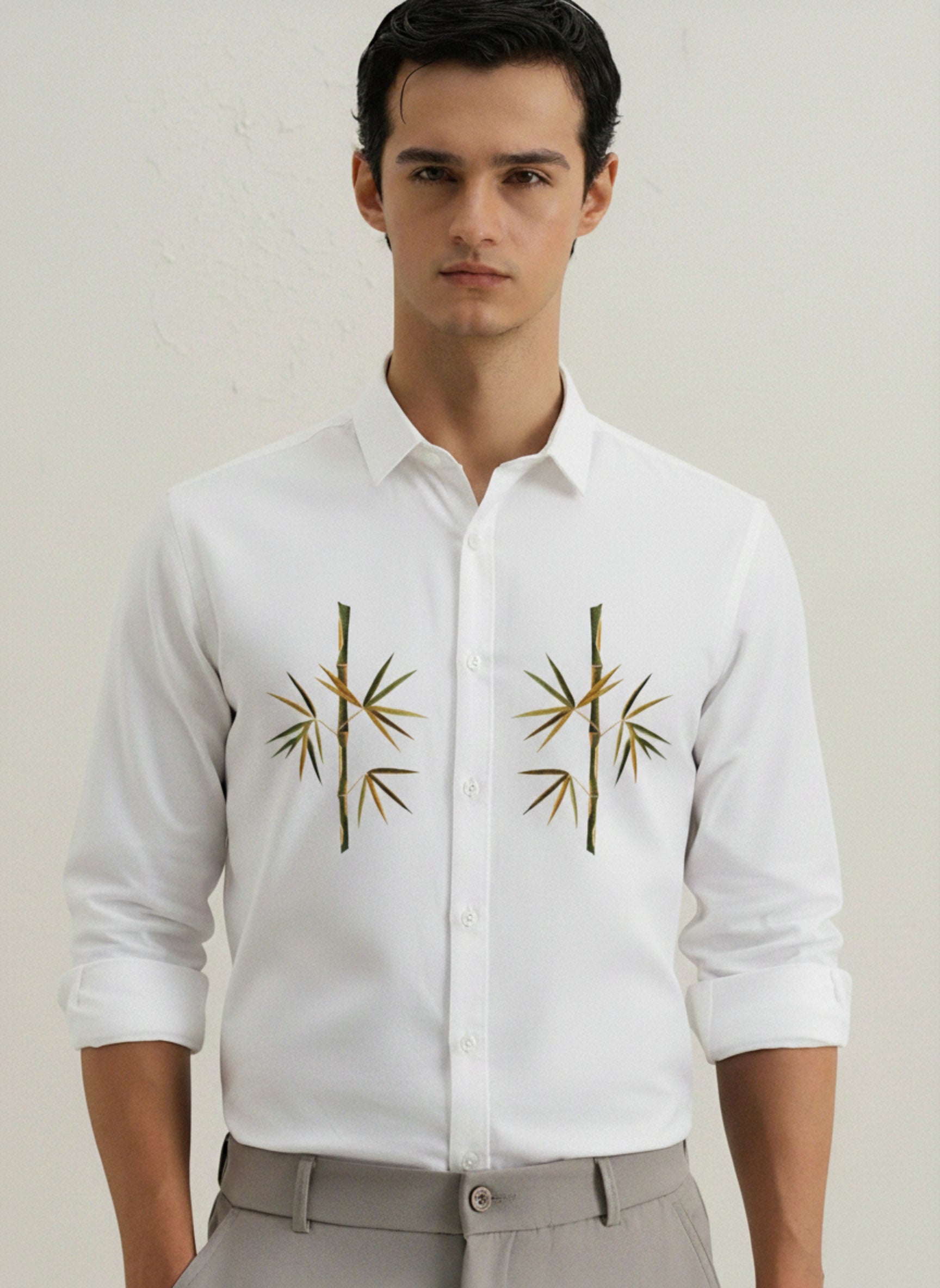 Men’s Bamboo Embroidered Linen Shirt