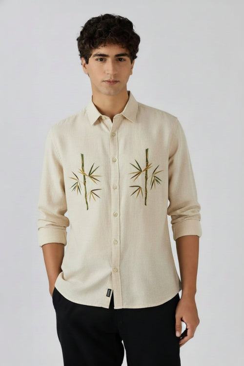 Men’s Bamboo Embroidered Linen Shirt