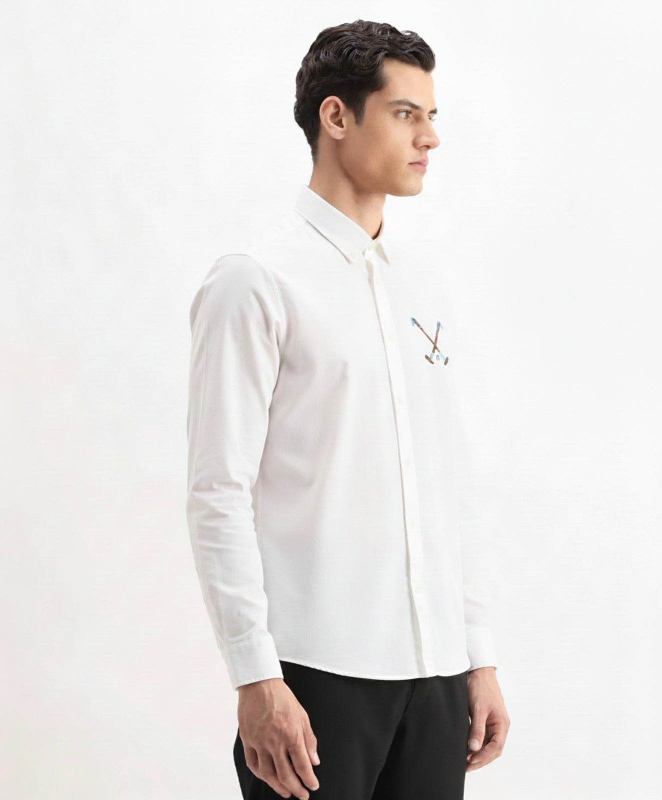 Men’s Cross Polo Embroidered Linen Shirt