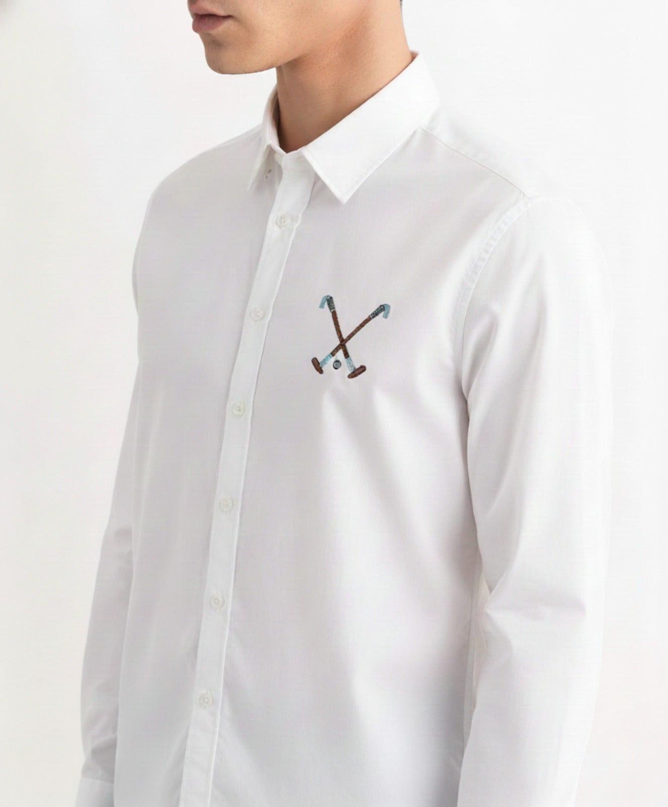 Men’s Cross Polo Embroidered Linen Shirt