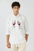 Men’s Wine Glass Embroidered Linen Shirt