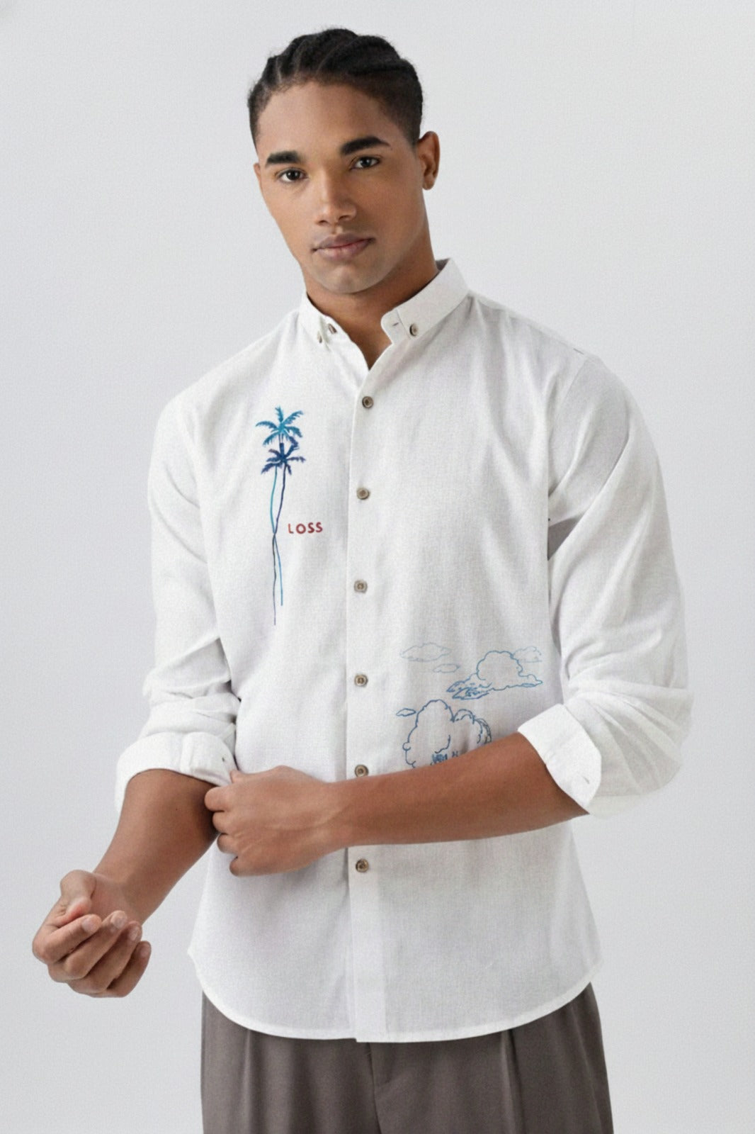 Men’s Loss Embroidered Linen Shirt