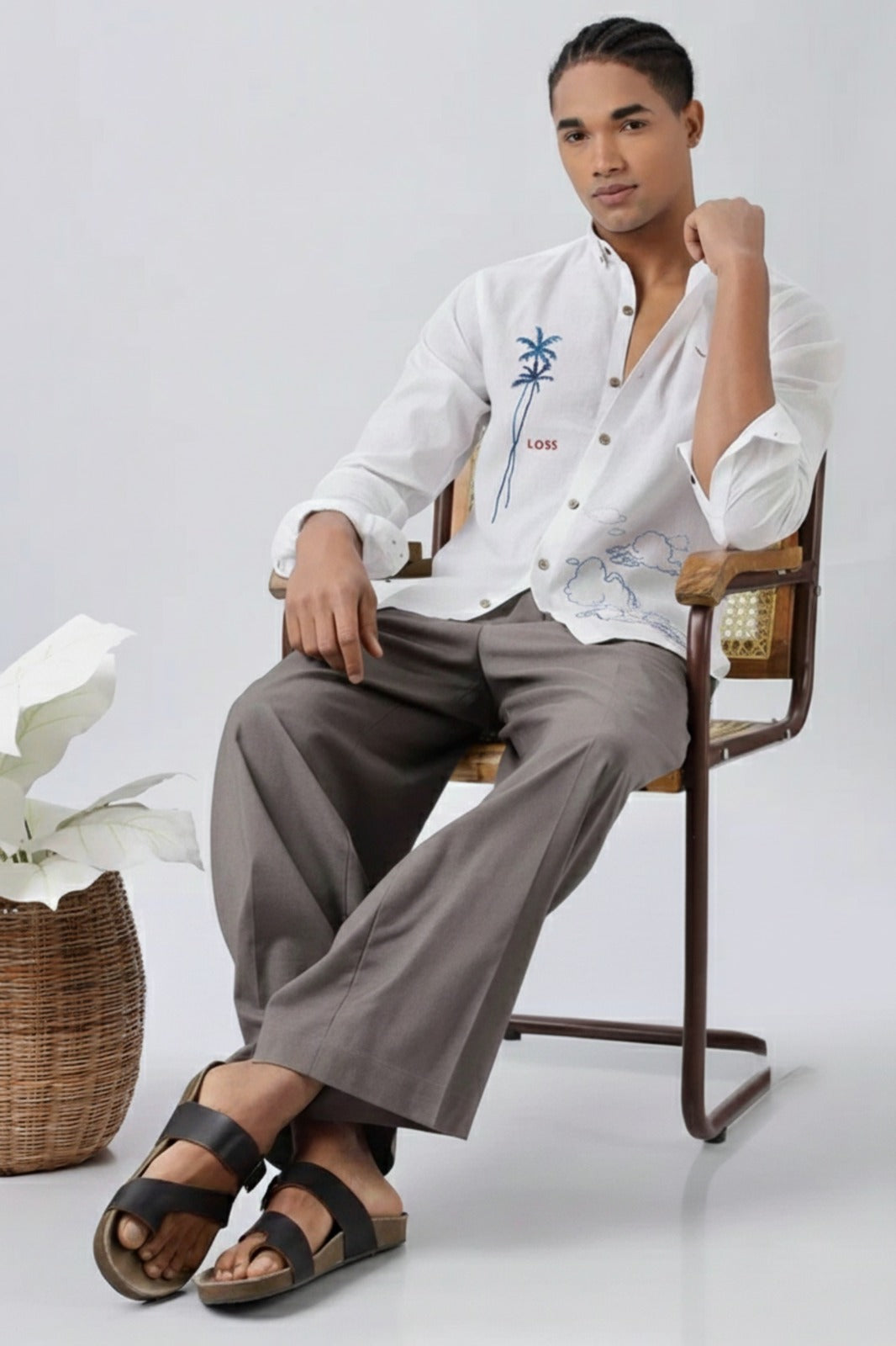 Men’s Loss Embroidered Linen Shirt