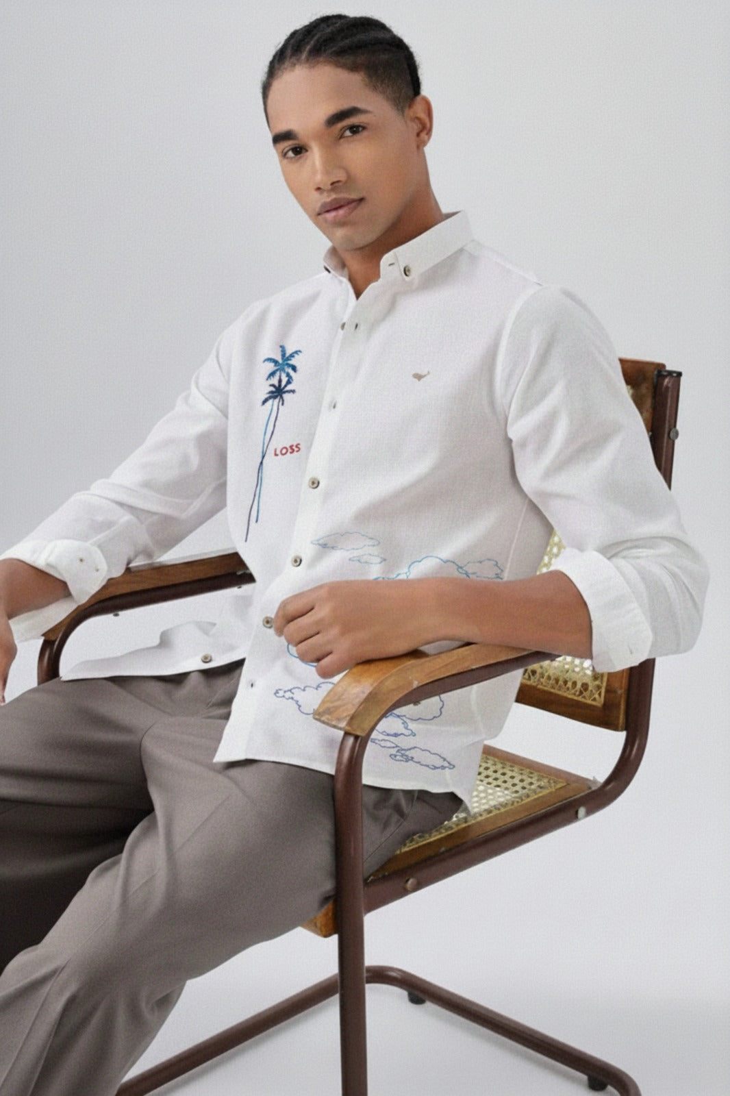 Men’s Loss Embroidered Linen Shirt