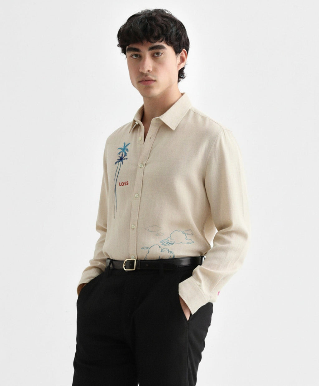 Men’s Loss Embroidered Linen Shirt