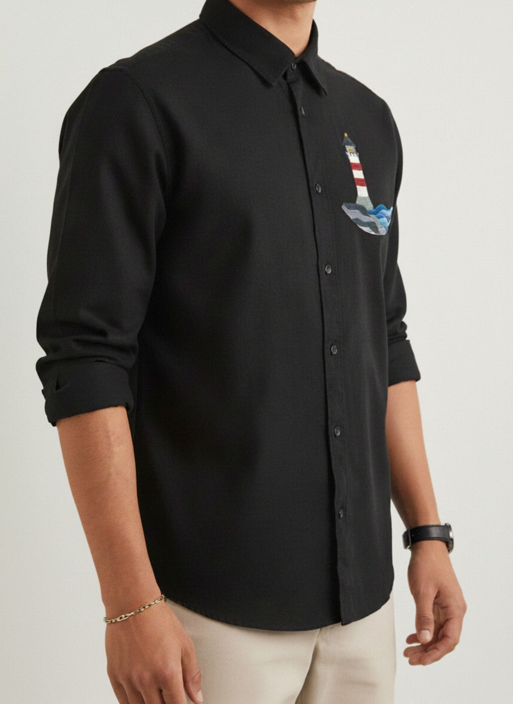 Men’s Light House Embroidered Linen Shirt