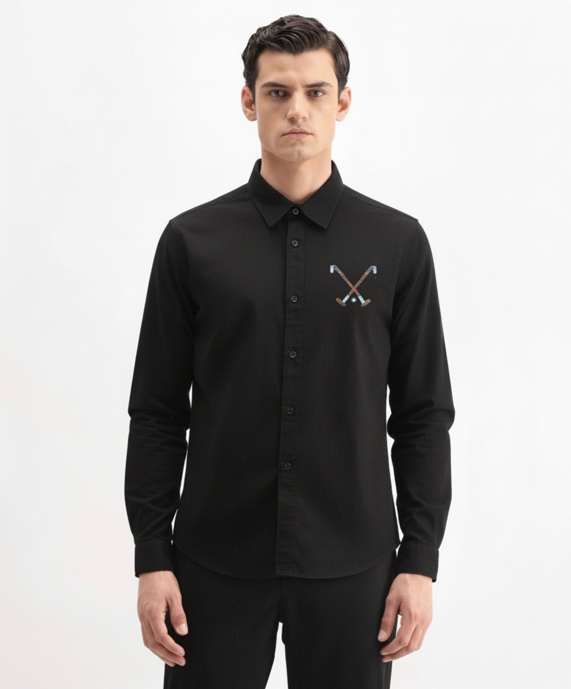 Men’s Cross Polo Embroidered Linen Shirt