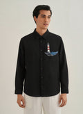 Men’s Light House Embroidered Linen Shirt