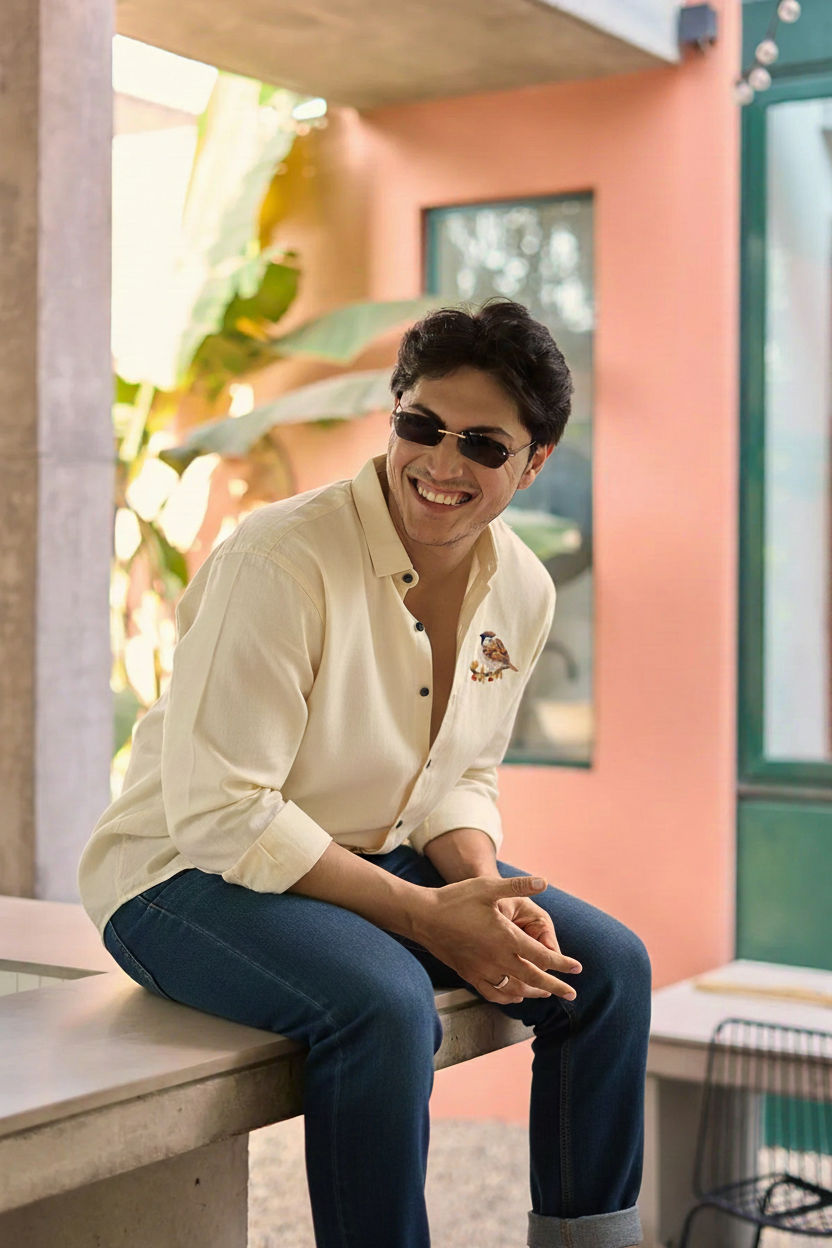 Men’s Sparrow Embroidered Linen Shirt