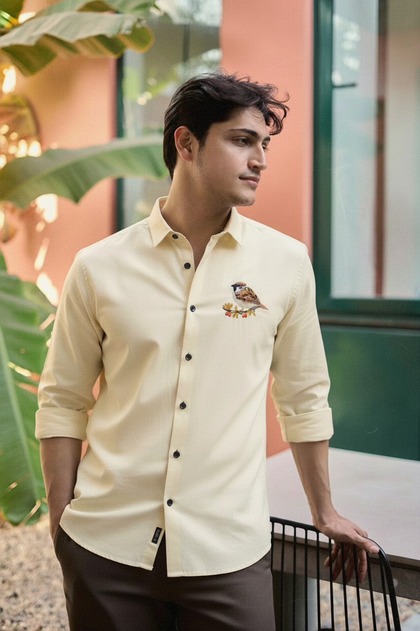 Men’s Sparrow Embroidered Linen Shirt