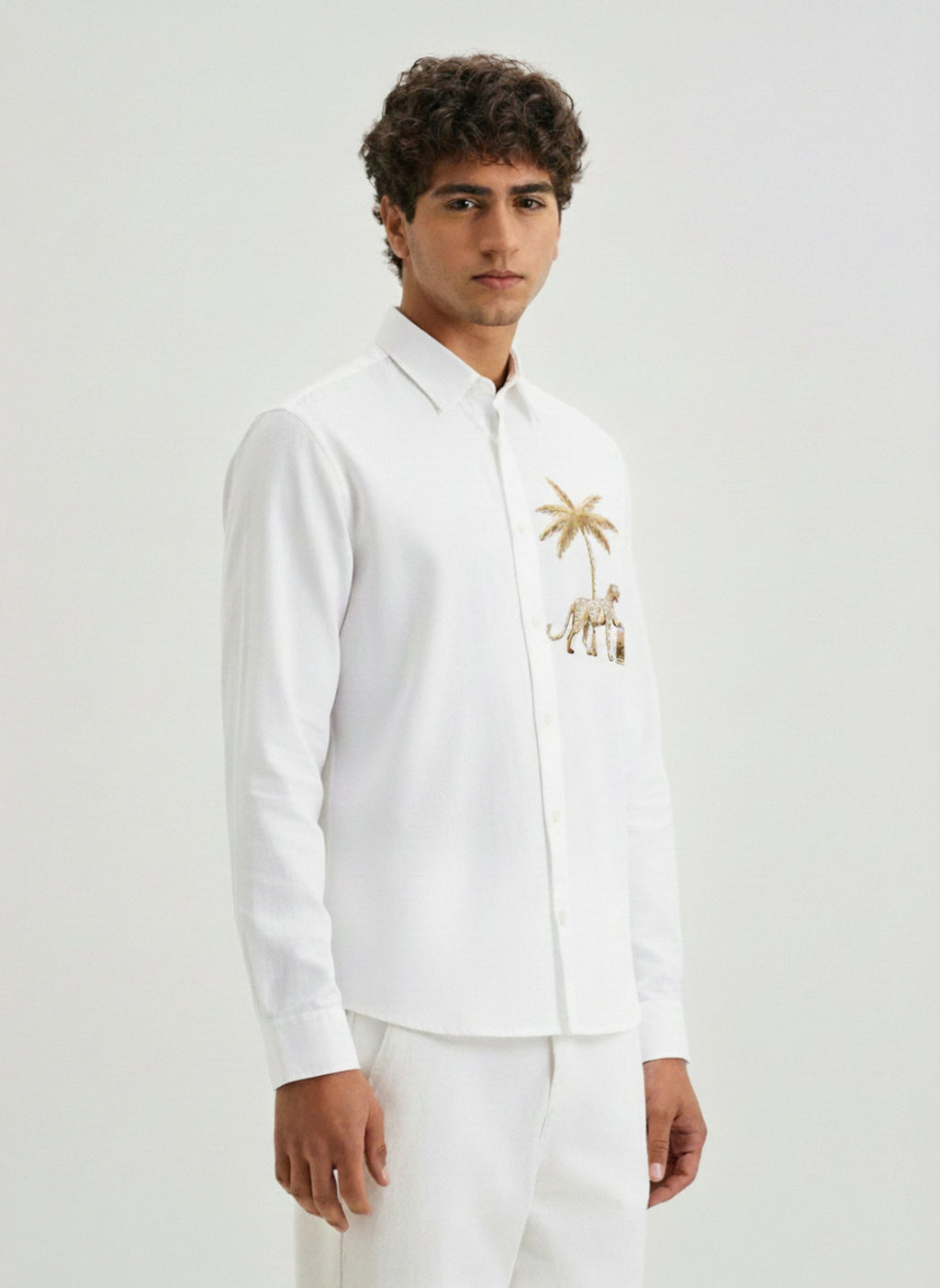 Men’s Gulf Tiger Embroidered Linen Shirt