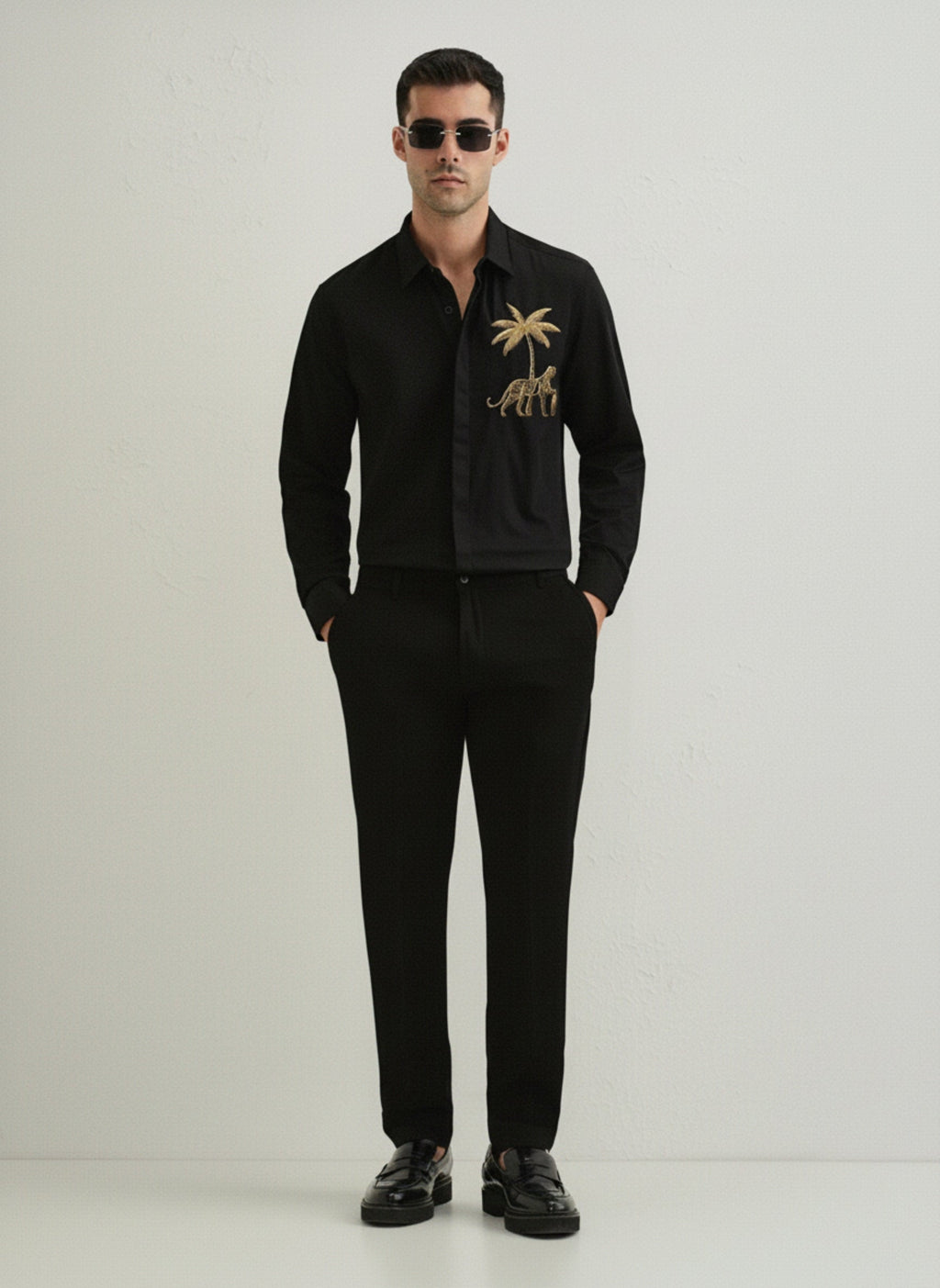 Men’s Gulf Tiger Embroidered Linen Shirt