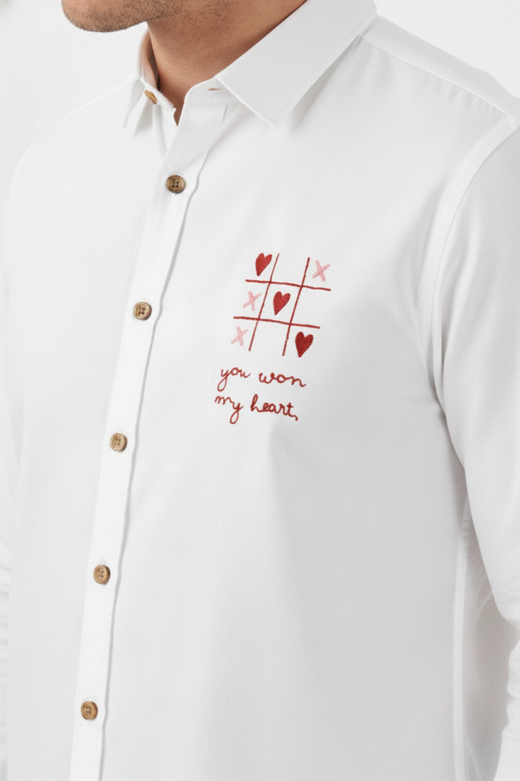 Men’s Heart TTT Embroidered Linen Shirt