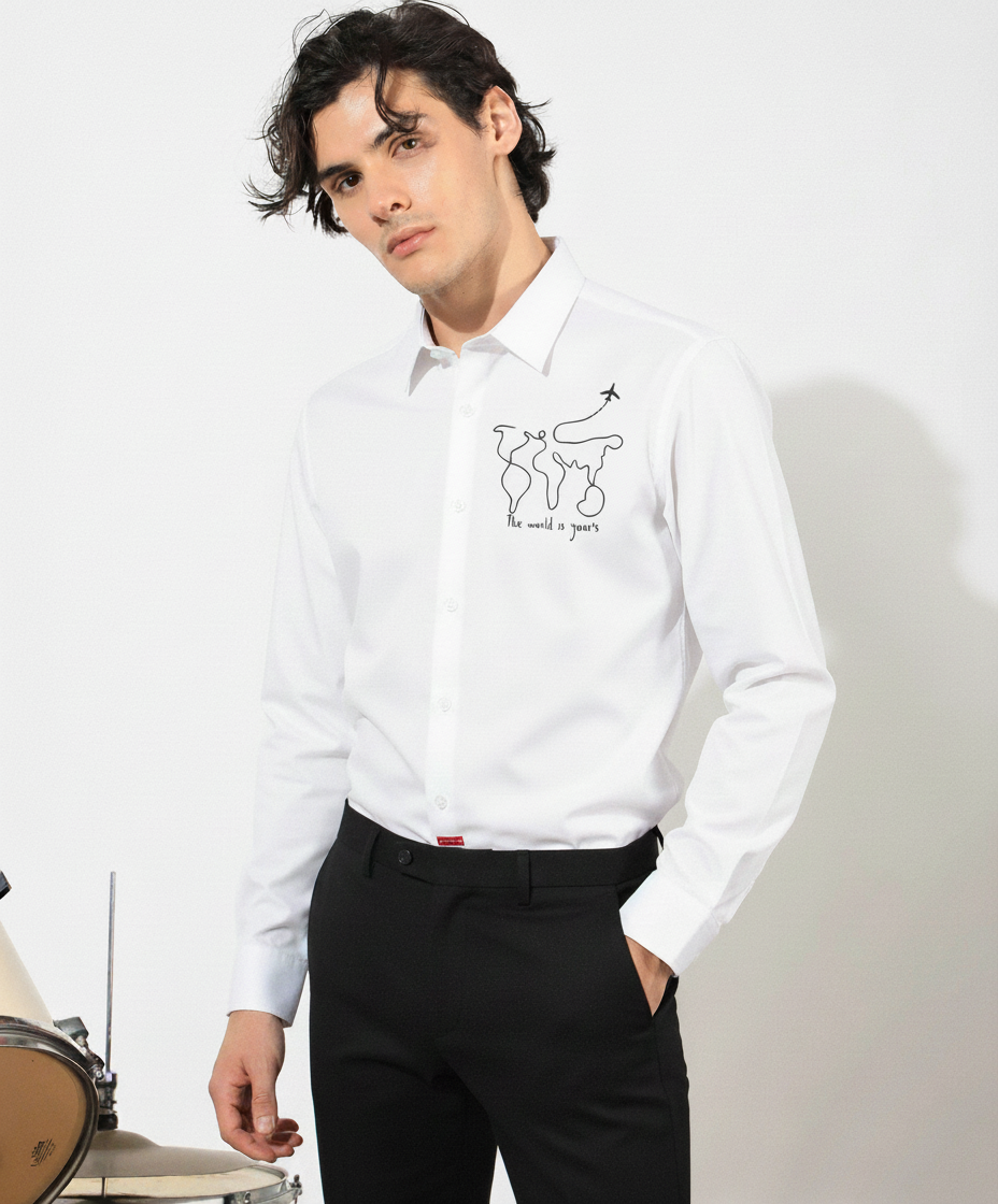 Men’s World Is Yours Embroidered Linen Shirt