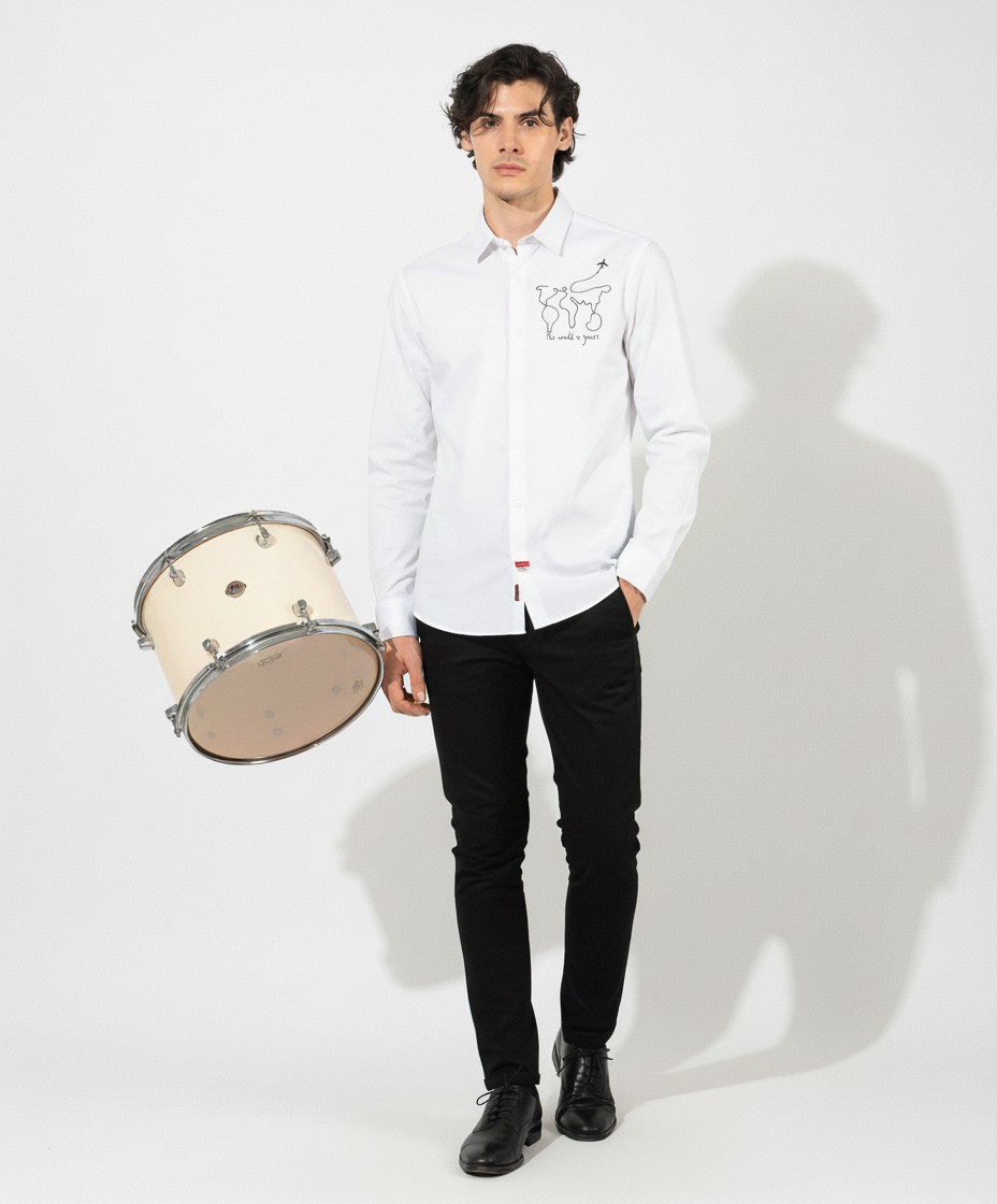 Men’s World Is Yours Embroidered Linen Shirt