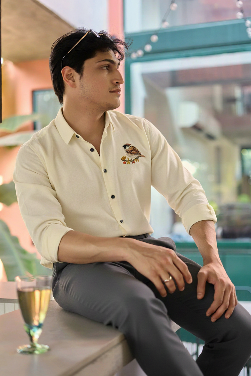 Men’s Sparrow Embroidered Linen Shirt