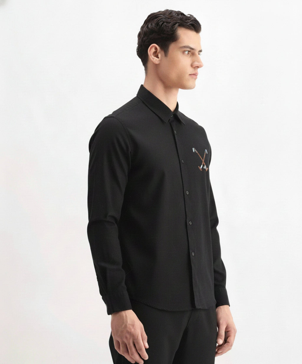 Men’s Cross Polo Embroidered Linen Shirt
