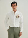 Men’s Honeycomb Embroidered Linen Shirt
