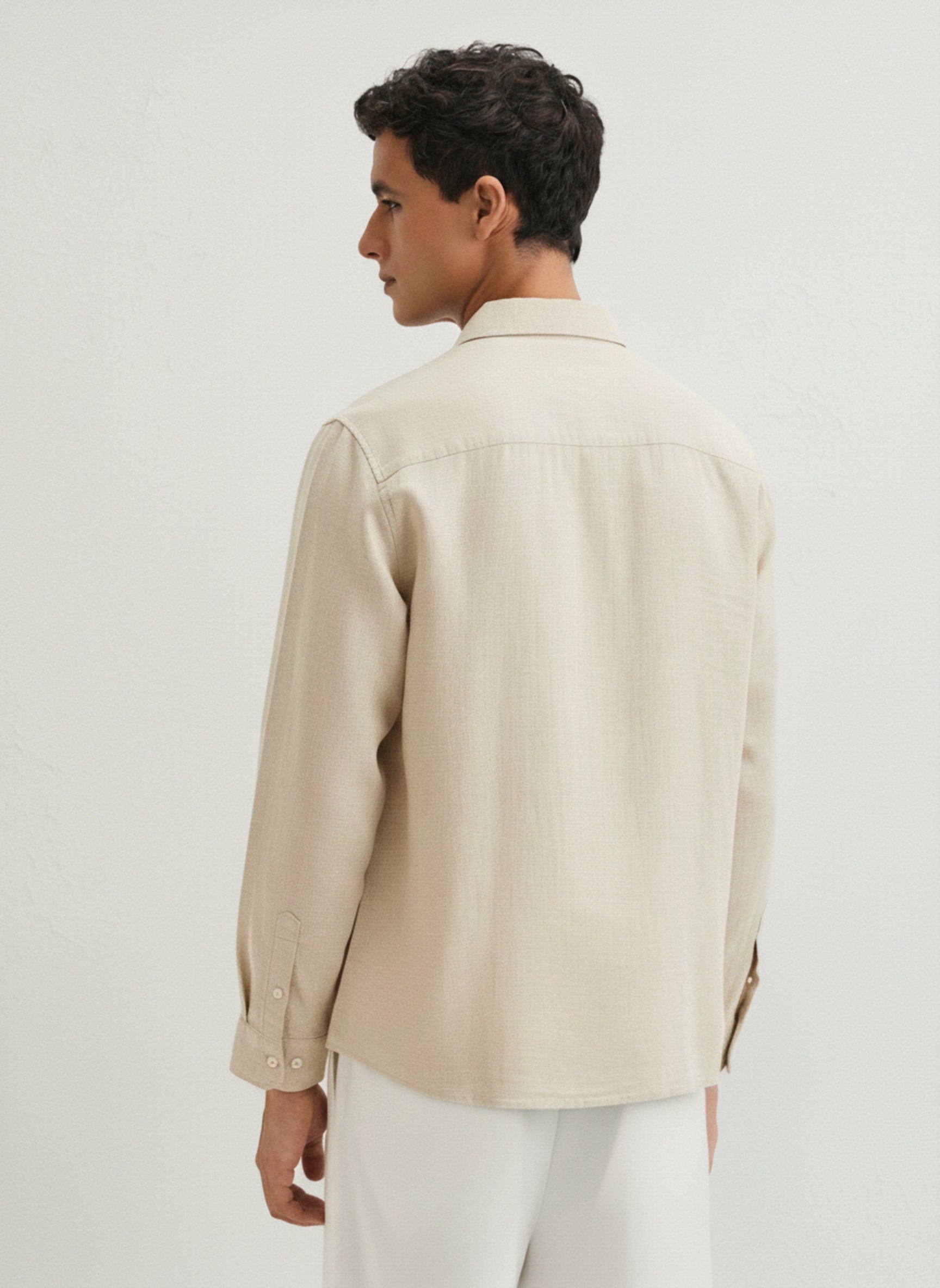 Men’s Blue Bird Embroidered Linen Shirt