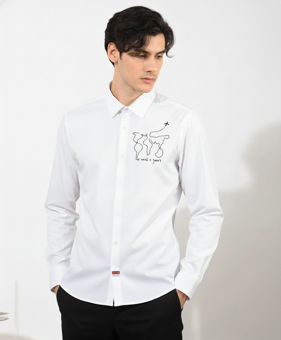 Men’s World Is Yours Embroidered Linen Shirt