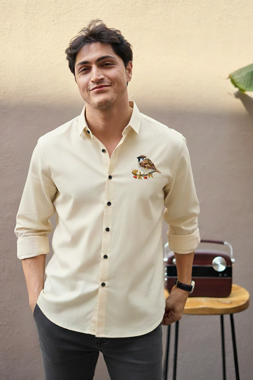 Men’s Sparrow Embroidered Linen Shirt