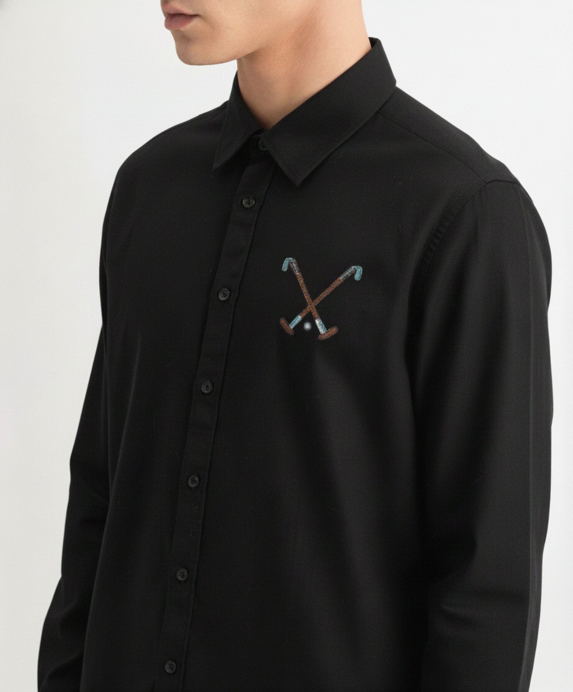 Men’s Cross Polo Embroidered Linen Shirt
