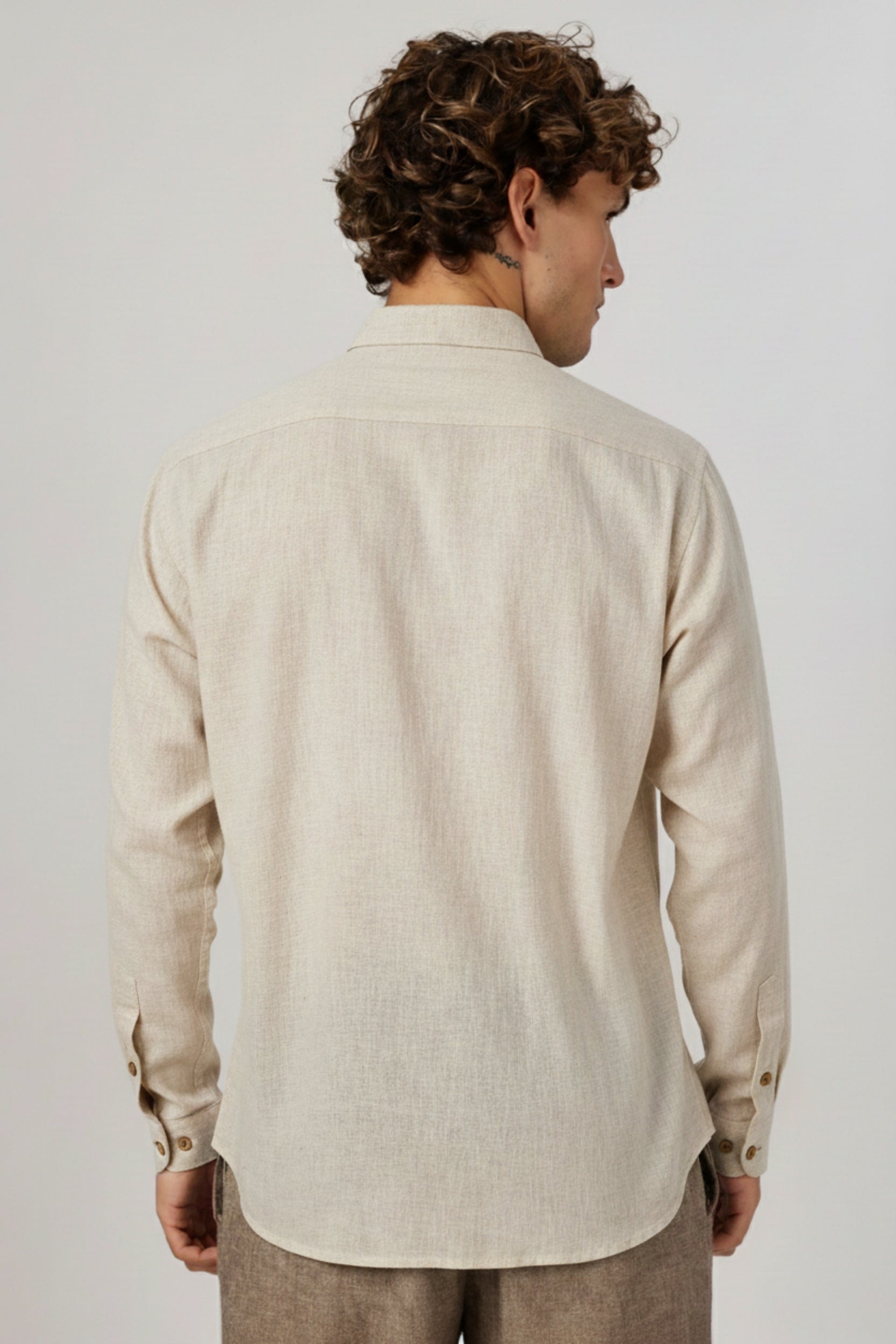 Men’s Blue Eagle Embroidered Linen Shirt