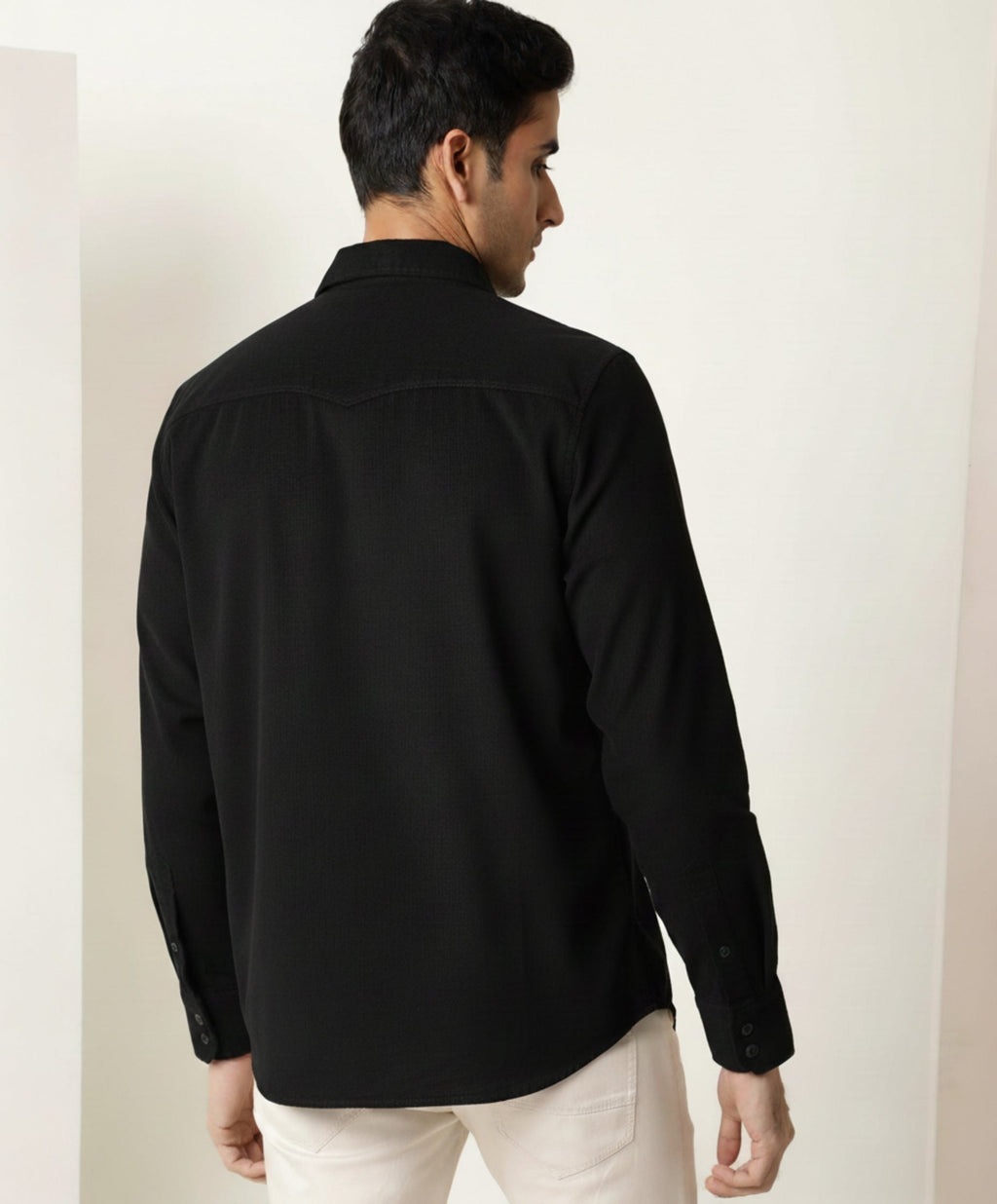 Men’s Pink Snake Embroidered Linen Shirt
