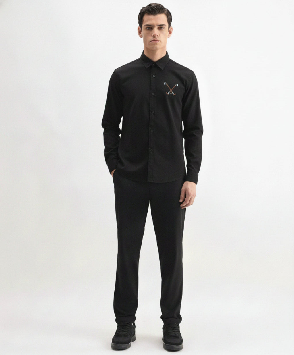 Men’s Cross Polo Embroidered Linen Shirt